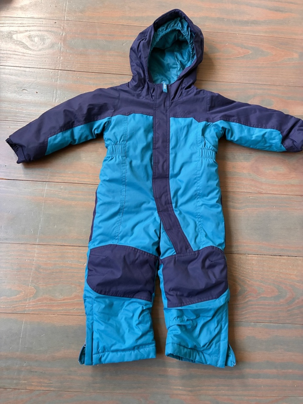 LL Beaan Blue Teal Hooded Snowsuit - Two-Tone Winter One-Piece